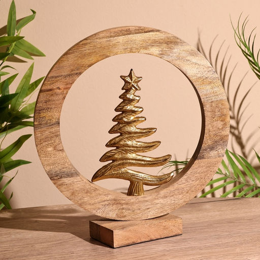 Сувенир интерьерный в деревянном кольце Ель, 30?8?33 см