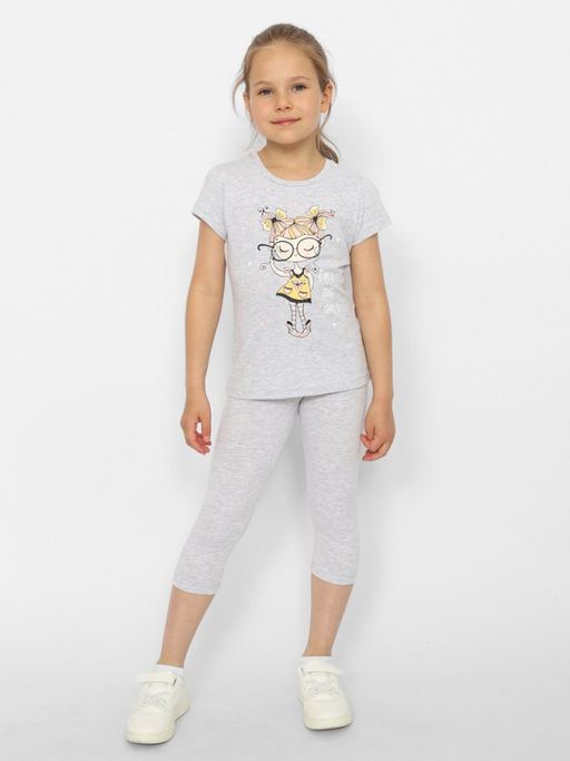 CRB wear/CWKG 63406-11 Футболка для девочки,светло-серый меланж/Ex.Cherubino  фото 2