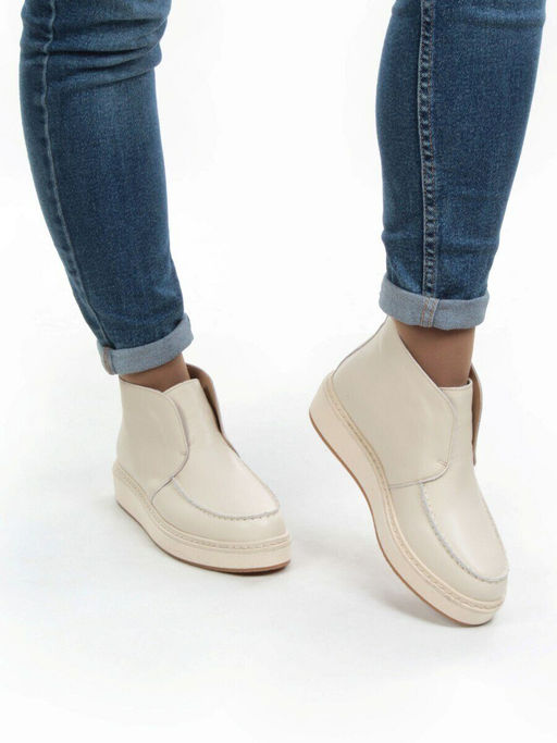 01-5173-3 BEIGE Ботинки демисезонные женские (натуральная кожа, байка) - Фабричный китай фото 4