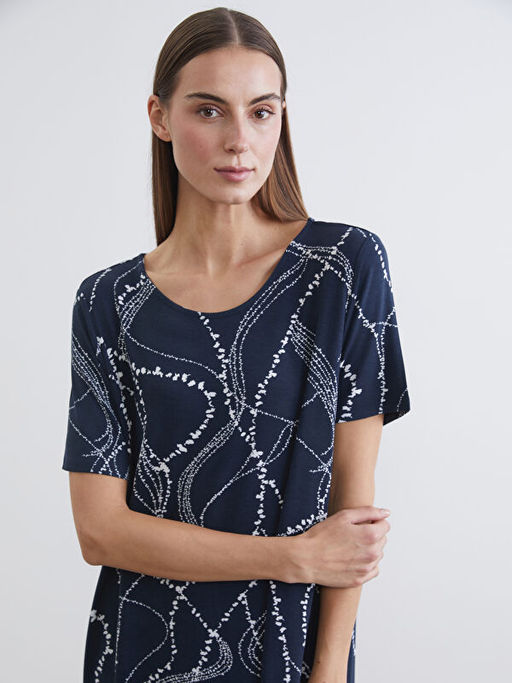 Bisiklet Yaka Desenli Elbise