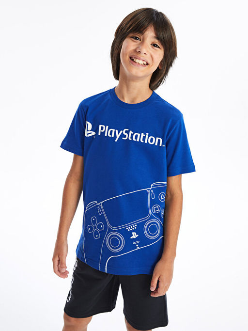 Bisiklet Yaka PlayStation Bask?l? Erkek ?ocuk Ti??rt ve ?ort