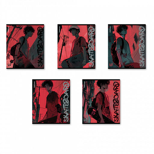 Цена за 5 шт. Тетрадь общая ученическая ErichKrause Mystery Guy, 48 листов, выборочный УФ-лак, клетка_MIX-PACK  фото 2