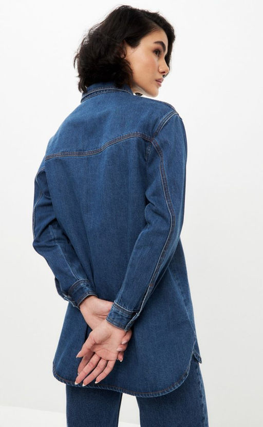 Рубашка джинс F322-0410 b.blue - Fine joyce фото 6