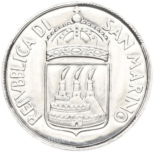 Монета 5 лир 1973 года Сан-Марино