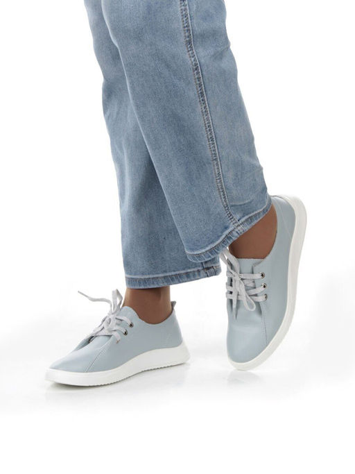 03-PDD90-4 GRAY/BLUE Полуботинки женские (натуральная кожа) - No name фото 2