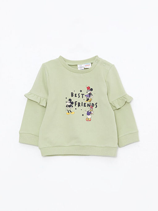 Bisiklet Yaka Uzun Kollu Bask?l? K?z Bebek Sweatshirt - Waikiki фото 2