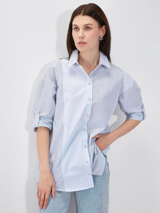 Рубашка полоса OD-918-1 серо-голубая - Tantino фото 23