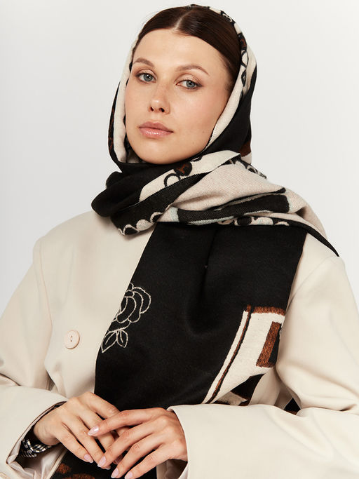 в составе ШЕРСТЬ и КАШЕМИР Большой, мягкий, теплый двусторонний палантин - Tantino фото 5