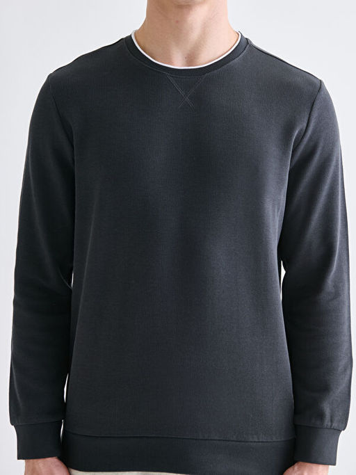 Bisiklet Yaka Uzun Kollu Erkek Sweatshirt