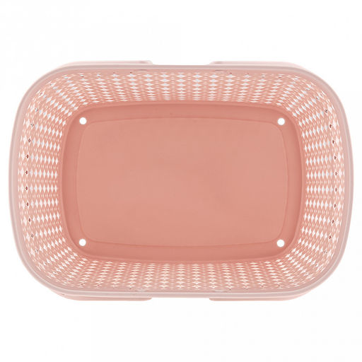 "Домашняя мода" Корзина пластмассовая для хранения "Вязанка" 26х18см h18см, с ручками, розовый (Китай)