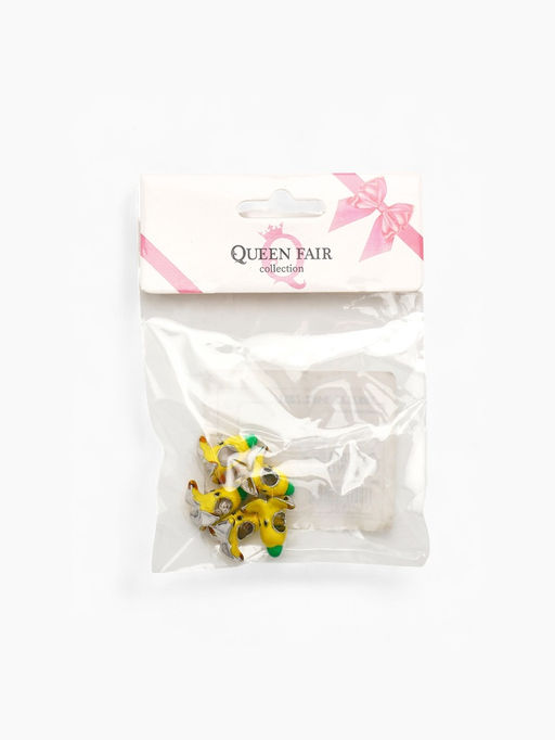 Цена за 5 шт. Шарм «Банан», жёлто-зелёный в чернёном серебре