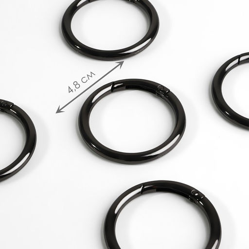 Кольцо-карабин, d=38/48 мм, толщина - 5 мм, 5 шт., цвет чёрный никель