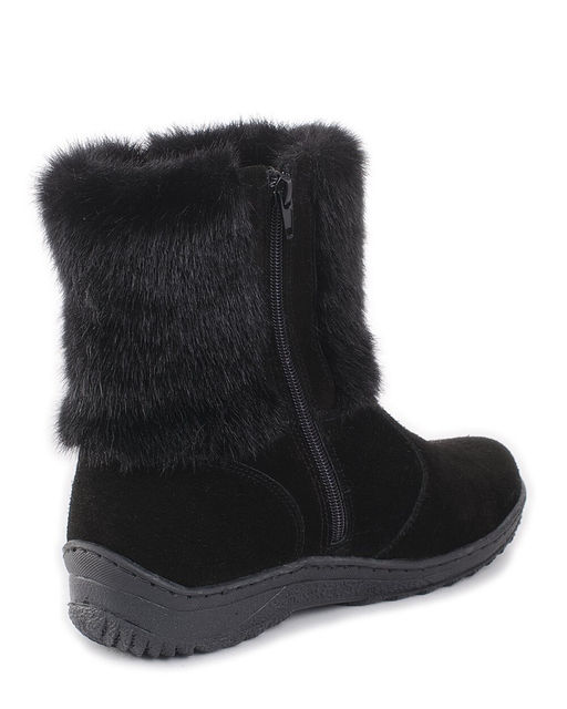 Унты женские на литой подошве. Черные., Черные. Замша. Короткие. Молния.