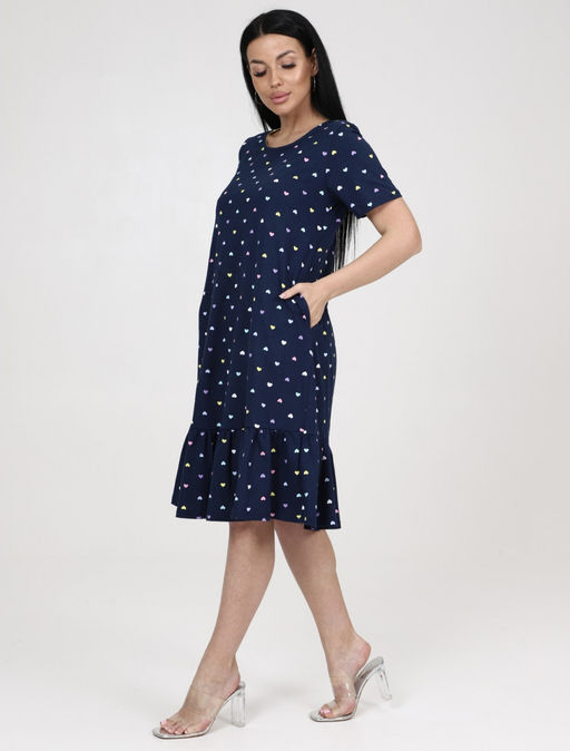 810 ЖЕНСКОЕ ПЛАТЬЕ (Сердечки на тёмно-синем) - А-дина фото 2
