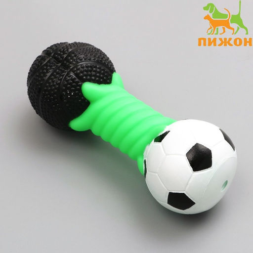 Игрушка пищащая Гантель большая для собак, усиленная, 19 см, микс цветов