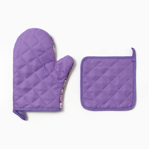 Набор кухонный «Сирень» варежка-прихватка 20×27 см, прихватка 17×17 см 100% п/э