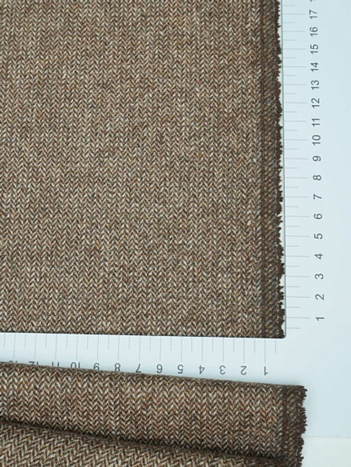 Шерсть пальтово-костюмная Твид Мелкая елочка цв.бежево-коричневый, ш.1.5м, шерсть-40%, п/э-60% - Купава фото 7