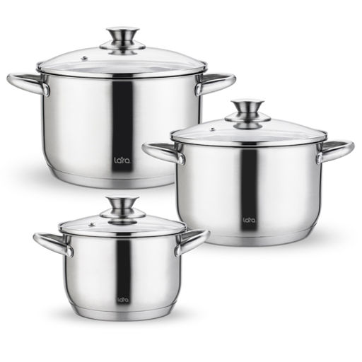 Набор посуды Lara LR02-128 Афина 3 кастрюли с крышками (2.1+3.9+5.1л) индукционное 5-ти  фото 2
