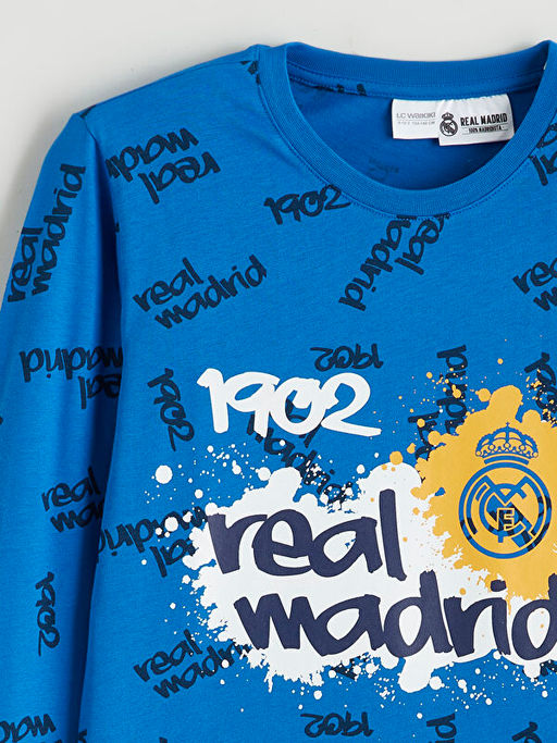 Bisiklet Yaka Real Madrid Bask?l? Erkek ?ocuk Pijama Tak?m?