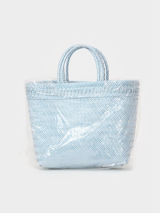Сумка плетёная, 30×15×35 см, пластик, бело-голубая