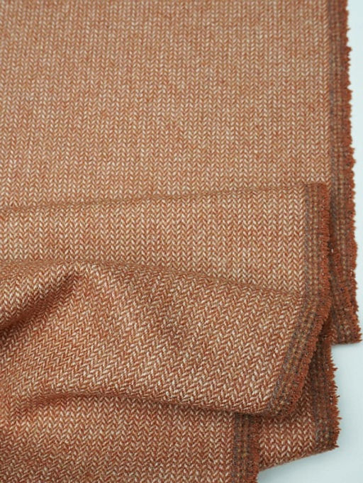 Шерсть пальтово-костюмная Твид Мелкая елочка цв.терракотово-бежевый, ш.1.5м, шерсть-40%, п/э-60% - Купава фото 13