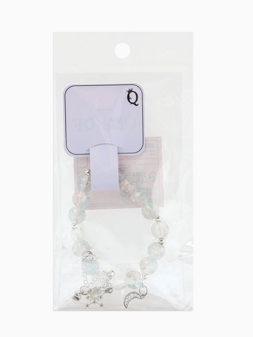 Браслет с подвесками "Сахарный" ночное небо, шар № 10/8, цвет нежно-розово-голубой в серебре   10967