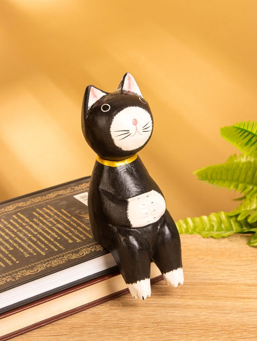 Сувенир «Кот сидячий», 5×6×15 см, дерево, чёрный