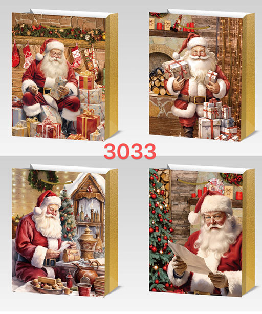 Цена за 12 шт. Пакет подарочный Новый год 26х32x10см / 3033-2 /уп 12/480/микс/210г/м2 - ГалеонТрейд фото 12