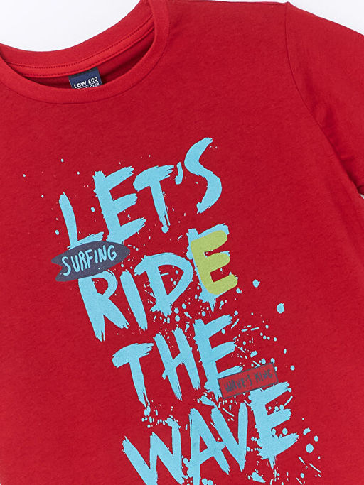 Bisiklet Yaka Bask?l? K?sa Kollu Erkek ?ocuk Ti??rt - Waikiki фото 2