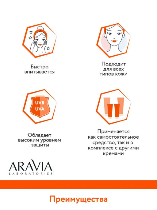"ARAVIA Laboratories" Крем дневной фотозащитный SPF 50 Hydrating Sunscreen