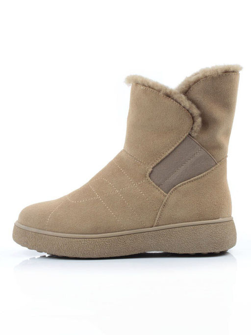 04-PAL272-5Z GREEN/SANDY Ботинки зимние женские (натуральная замша, 100% шерсть, натуральный мех)