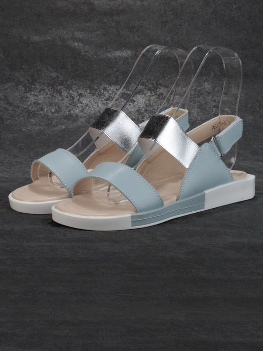 08-PED77-4 BLUE/GRAY Босоножки женские (натуральная кожа) - No name фото 4