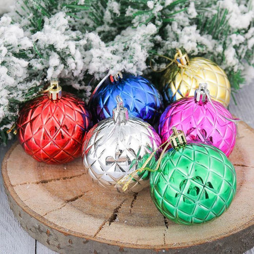 Ёлочные игрушки Прокси сеточка, шары новогодние, d=6 см, набор 6 шт., МИКС