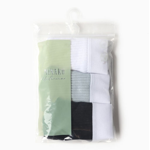 Трусы женские слипы MINAKU рубчик, набор 3 шт., размер 44-46, белые, серые, чёрные