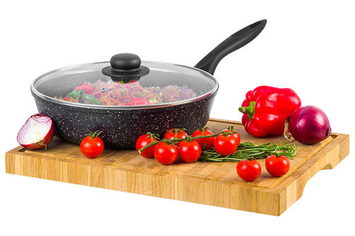 Сковорода глубокая 26 см ГАРМОНИЯ ВКУСА Черный мрамор С КРЫШКОЙ ф26, н/р, 45,5*27*12,5 см - Elan gallery фото 4