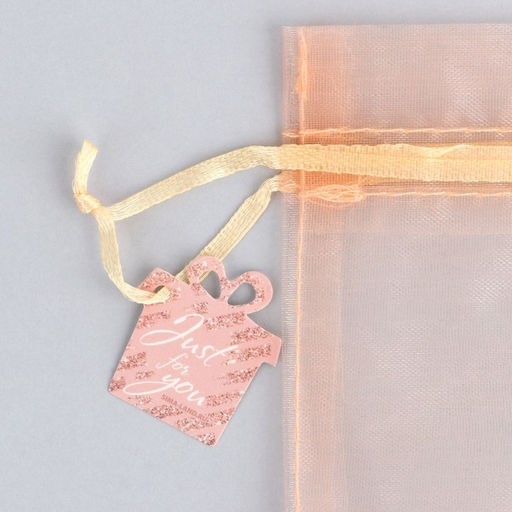 Цена за 10 шт. Мешочек подарочный органза оранжевый «Для тебя», с шильдиком, 10 х 12 см +/- 1.5 см