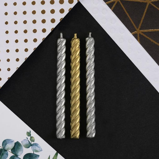 Набор свечей в торт, золотые и серебряные , 16 шт. - Страна карнавалия фото 2