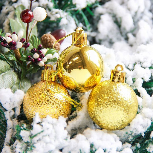 Цена за 2 шт. Ёлочные игрушки Анданте, шары новогодние, набор 12 шт., d=4 см, золотистый