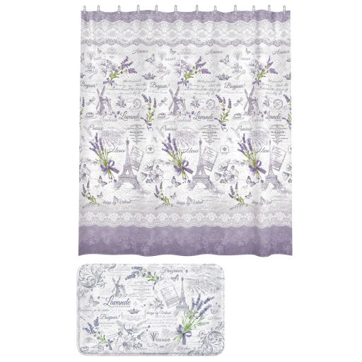 VAL LV-F-1818P58 Штора LV-F-1818 в наборе с ковриком LV-P-58, LAVANDE FRANCE, шт