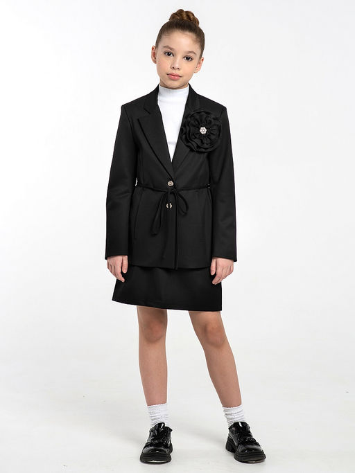Черный школьный жакет для девочки Mooriposh, модель 0727 фото 4
