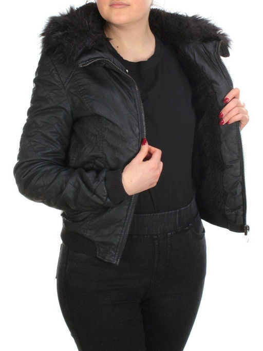 74051 BLACK Куртка зимняя женская NO NAME (200 гр. холлофайбер) - Фабричный китай фото 6