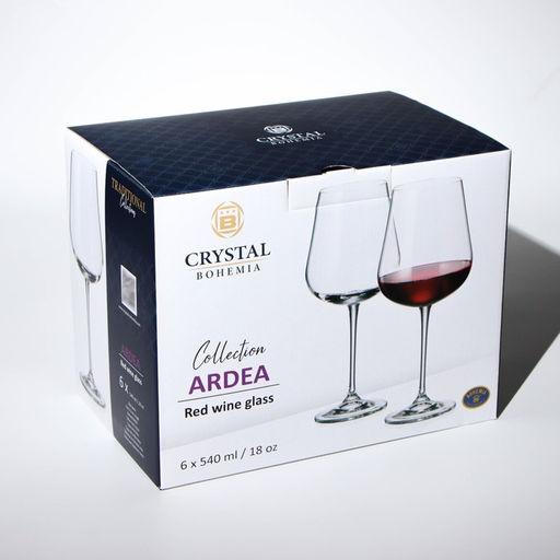 Бокалы для вина Ardea, 540 мл, набор 6 шт., стекло, прозрачные