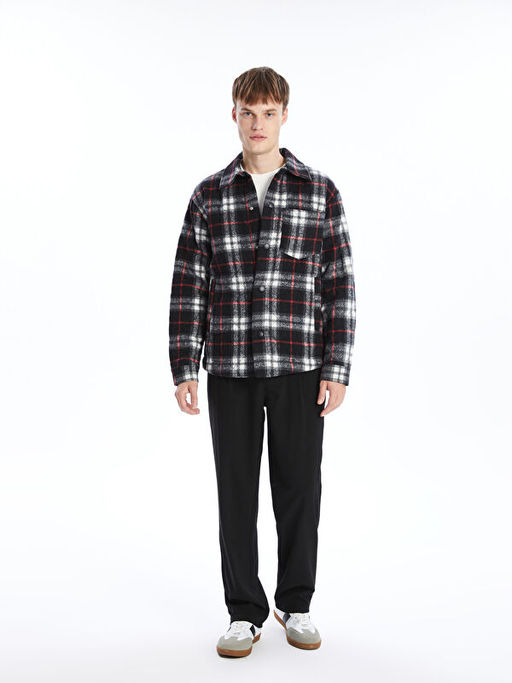 Regular Fit Uzun Kollu Ekose Erkek G?mlek Ceket