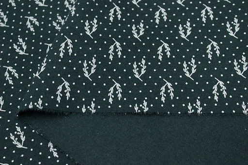 Теплый хлопок Набойка-веточки с горошком цв.темная хвоя, ш.1.48м, хлопок-100%, 160гр/м.кв - Купава фото 6