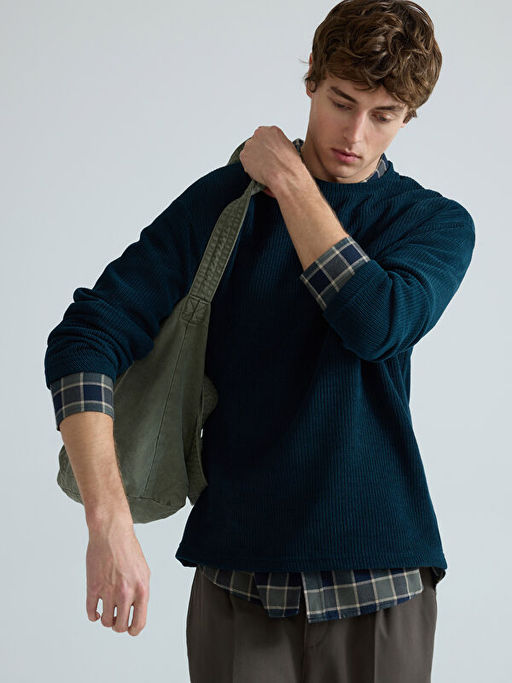 Bisiklet Yaka Erkek Triko Kazak