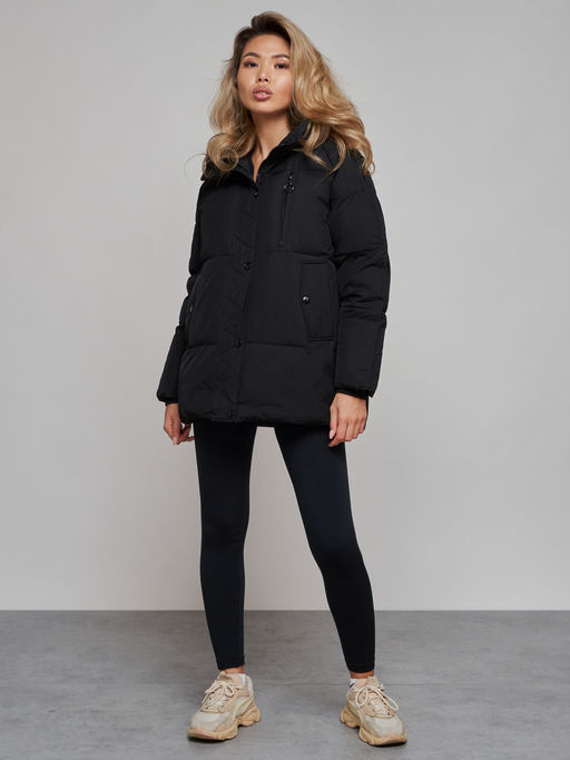 Зимняя женская куртка модная с капюшоном черного цвета 52308Ch - Holdluck фото 4