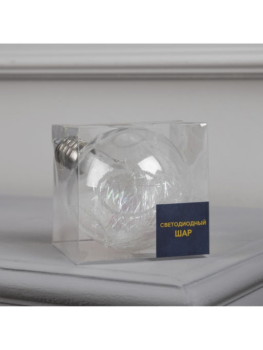 Ёлочный шар Ледяной узор, 10 см, 1 LED, от батареек, свечение RGB - Luazon lighting фото 12