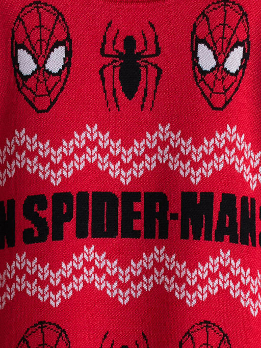 Bisiklet Yaka Spiderman Desenli Uzun Kollu Erkek ?ocuk Triko Kazak - Waikiki фото 3