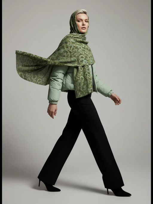 Большой, мягкий, тонкий и очень нежный двусторонний палантин с рисунком. - Tantino фото 16