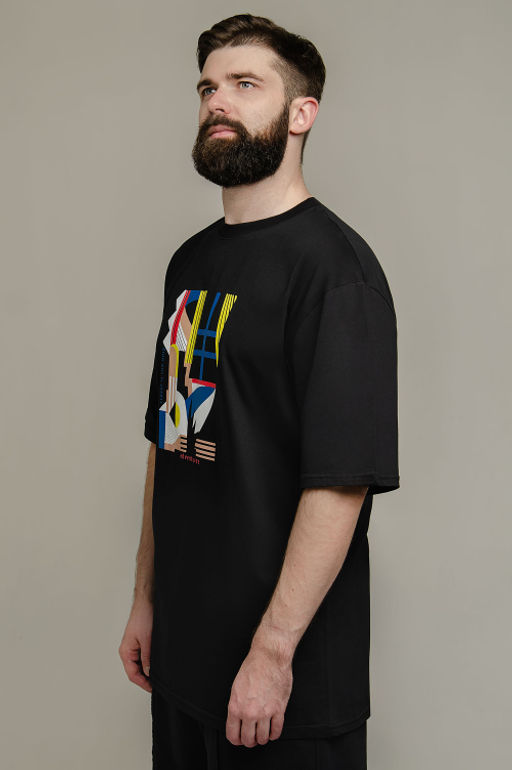 Арт. 61137 Футболка мужская оверсайз 48-56 (5 шт) Цвет:черный - Идеал фото 5